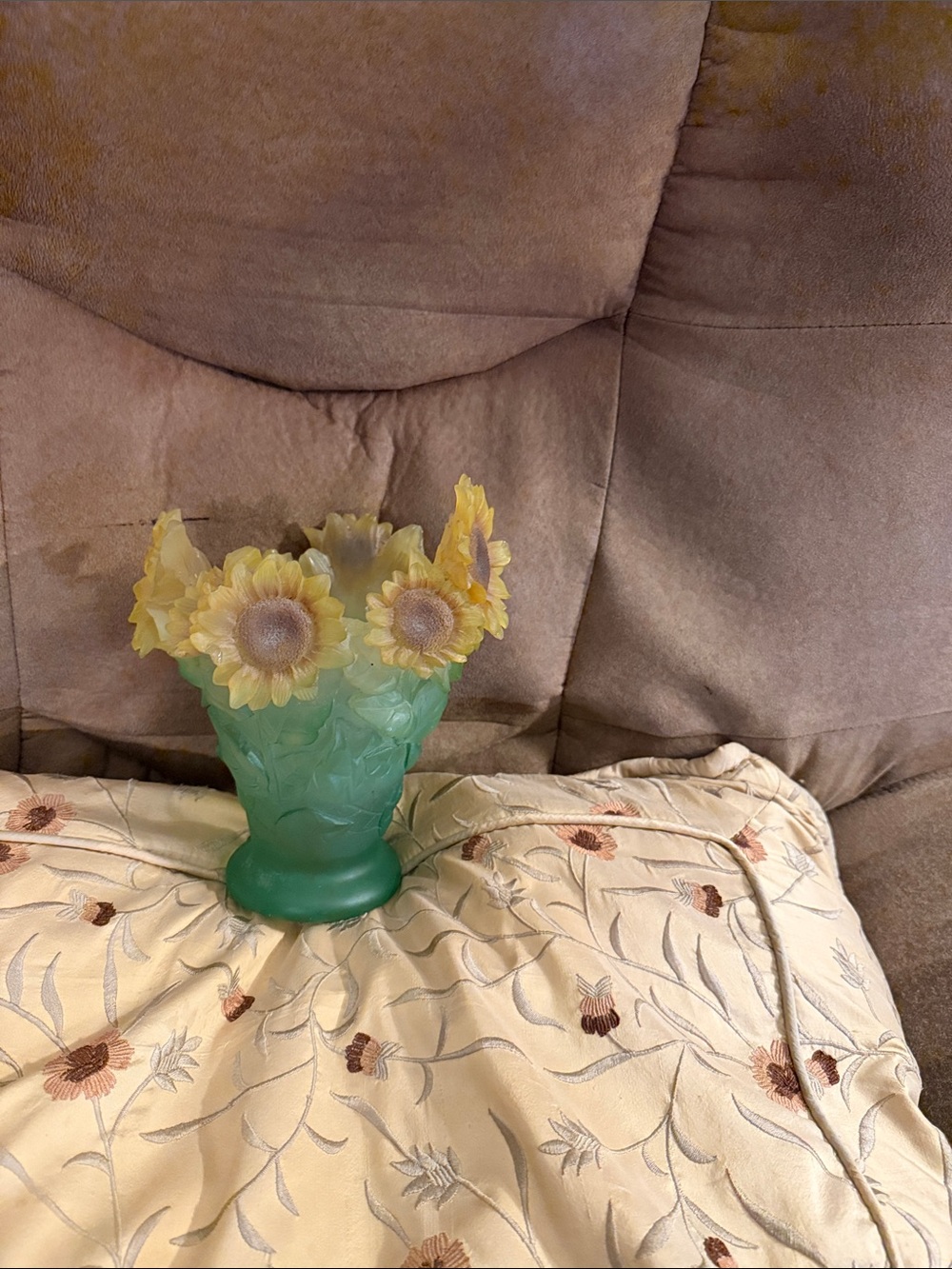 Reproduction of Daum Style Pate de Verre Sunflower Vase